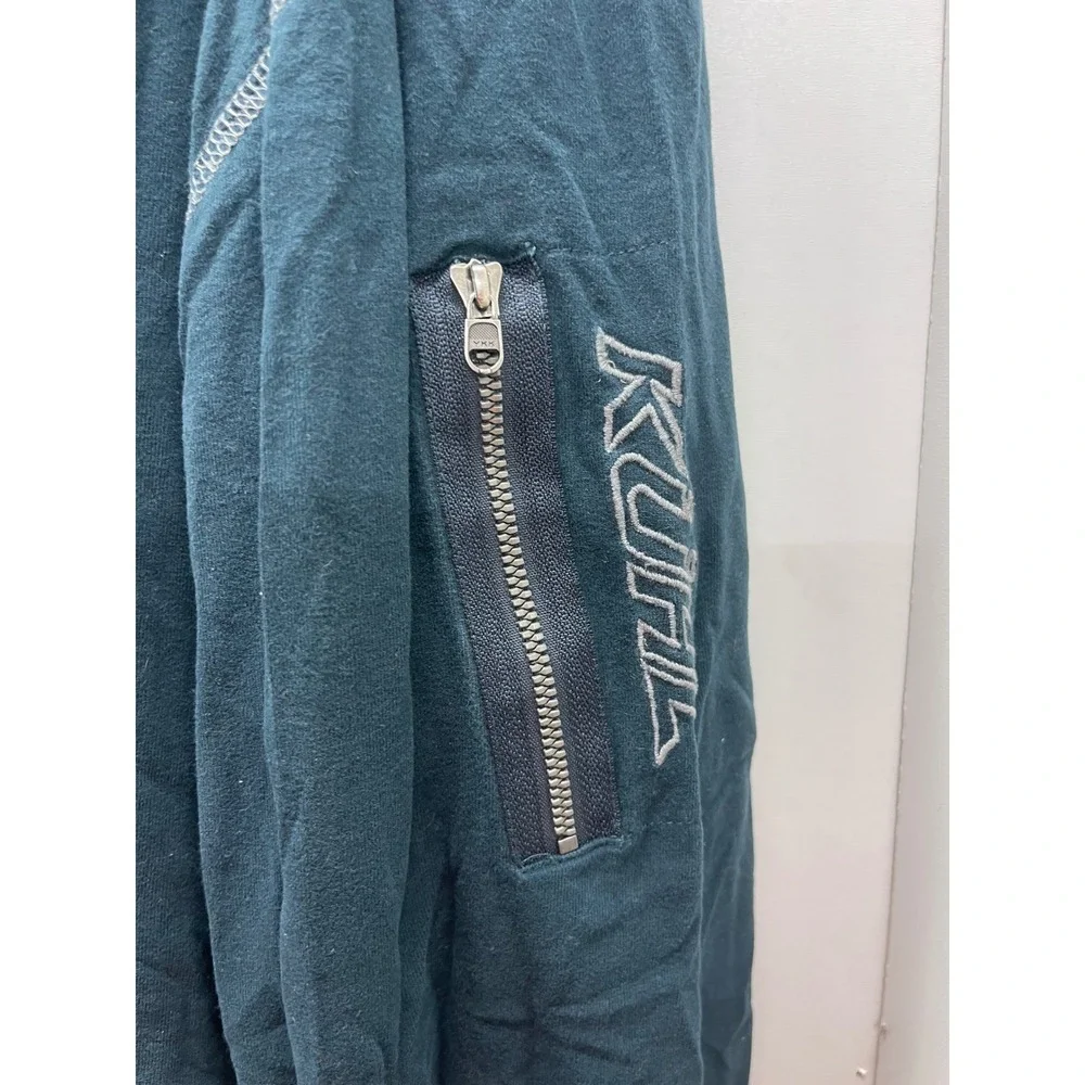 Kuhl Wildfibre Mens XXL Long Sleeve Organic Cotton T-Shirt Teal Blue Zip Pocket